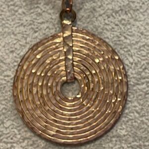 Vintage Gold Express Disc Pendant Chain Link Style  Necklace 34”